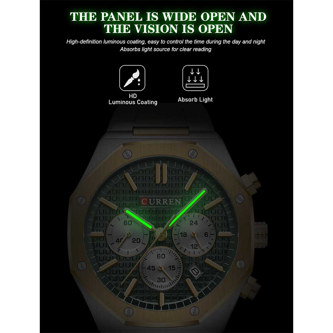 ساعت مردانه کارن مدل 8440 رنگ سبز عقربه شبرنگ دار
